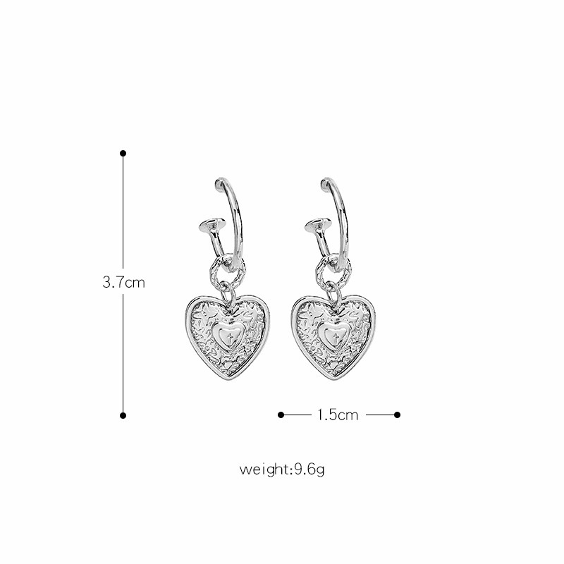 Khuyên Tai Tua Rua Hình Trái Tim Dập Nổi Phong Cách Âu Mỹ Cổ Điển Thời Trang Cho Nữ