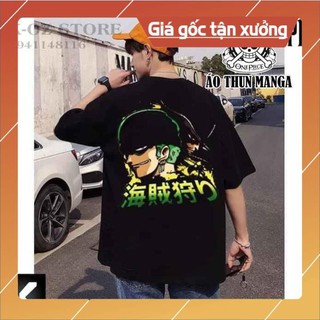 Sale!!! ⚡️freeship⚡️áo thun in hình roronoa zoro form rộng màu đen cực đẹp - áo thun manga - one piece giá rẻ