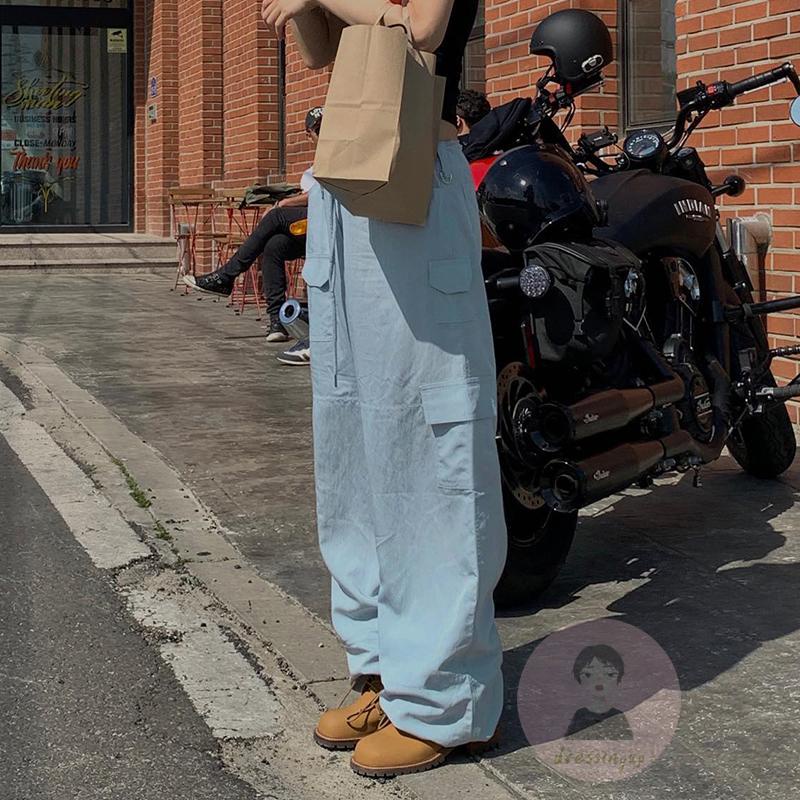 Quần Dài Lưng Thấp Dáng Rộng Màu Sắc Cá Tính Cho Nữ