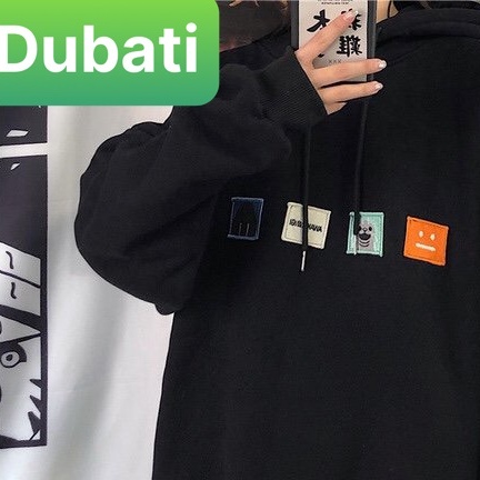 ÁO KHOÁC NỈ HOODIE NAM NỮ HỌA TIẾT HOẠC HÌNH STICKER LOGO PATCH NHẬT BẢN FROM RỘNG- DUBATI FASHION