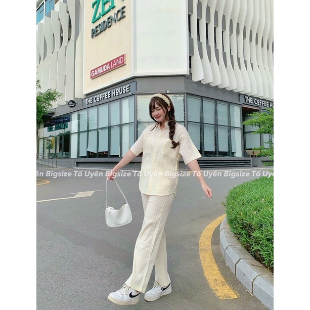 (T.U Bigsize 50-80kg) Bộ Sơ Mi Tay Cộc Quần Dài Chất Đũi Gân QC loại 1 #96