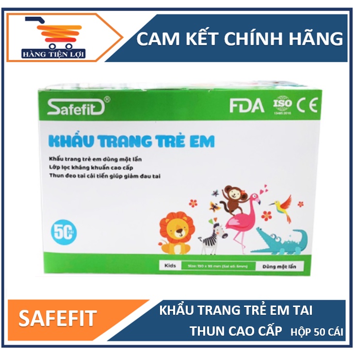 Khẩu trang y tế Safefit trẻ em - Mẫu doremon - 4 tuổi trở lên- Hộp 50c
