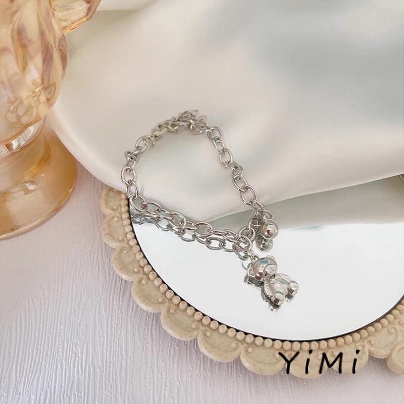 Vòng Tay Kim Loại Mặt Hình Chú Gấu Dễ Thương Dành Cho Nữ