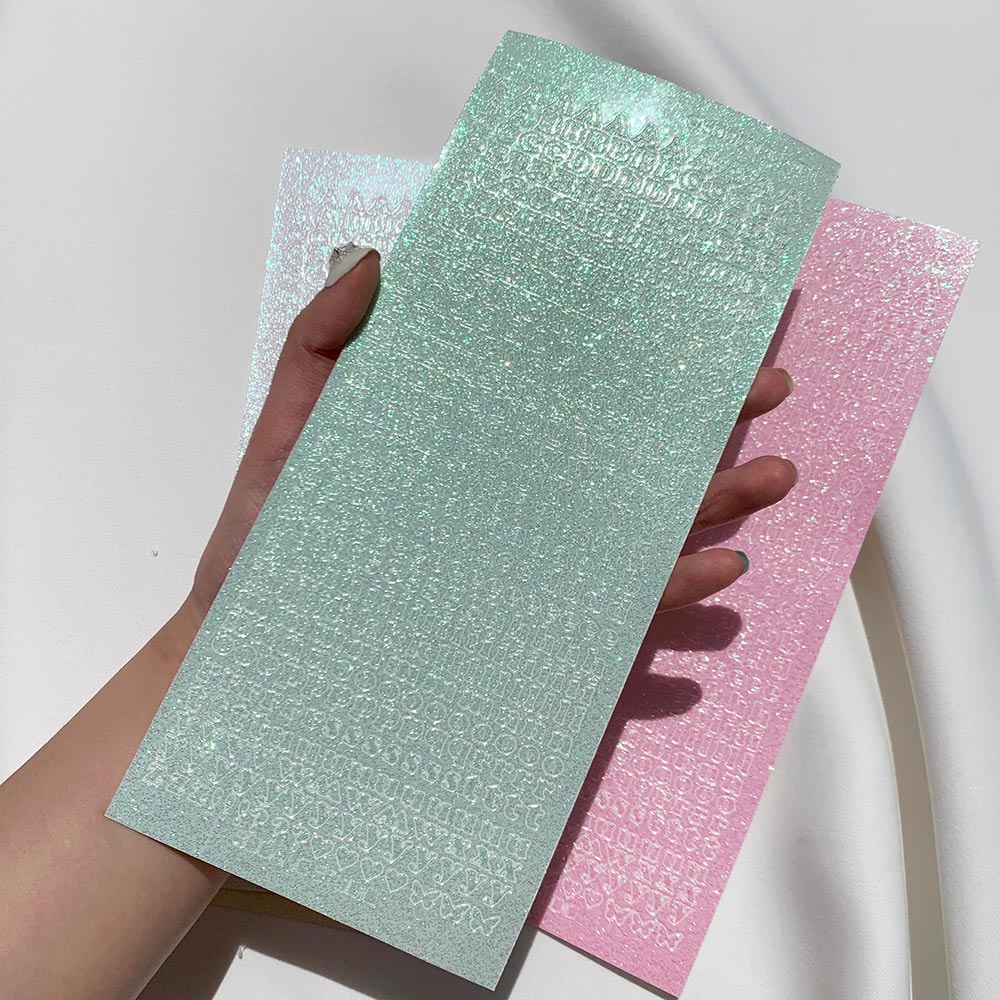 Miếng dán 001 6mm Sherbet hình bảng chữ cái màu holographic phong cách Hàn Quốc dễ thương dùng trang trí vật dụng DIY
