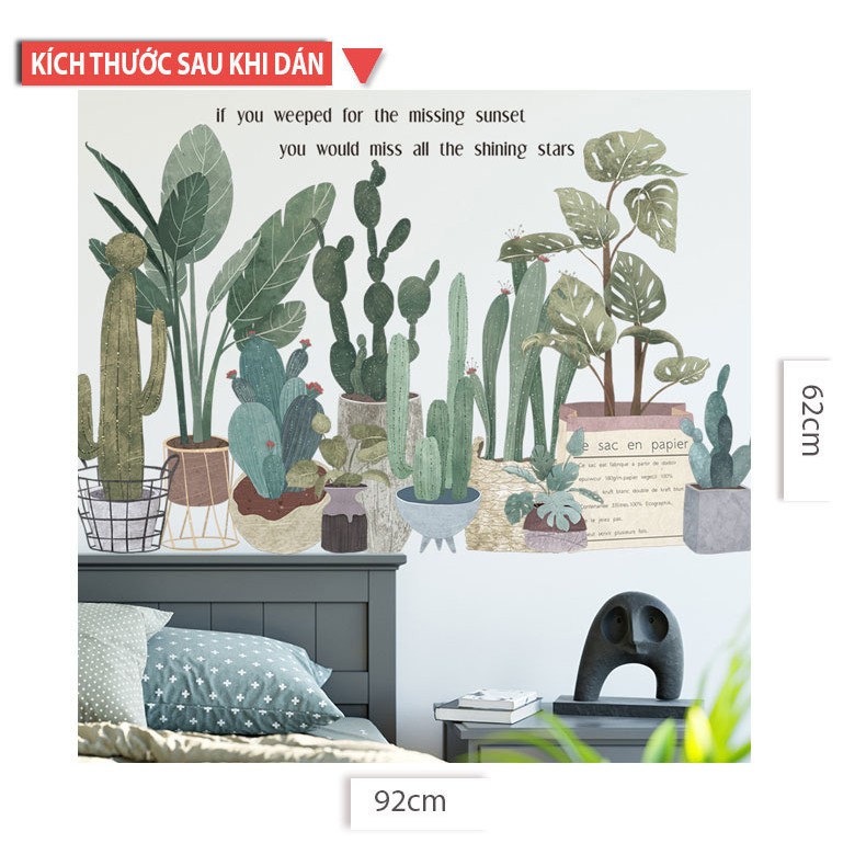 Decal dán tường Sticker mẫu hoa lá ZH009