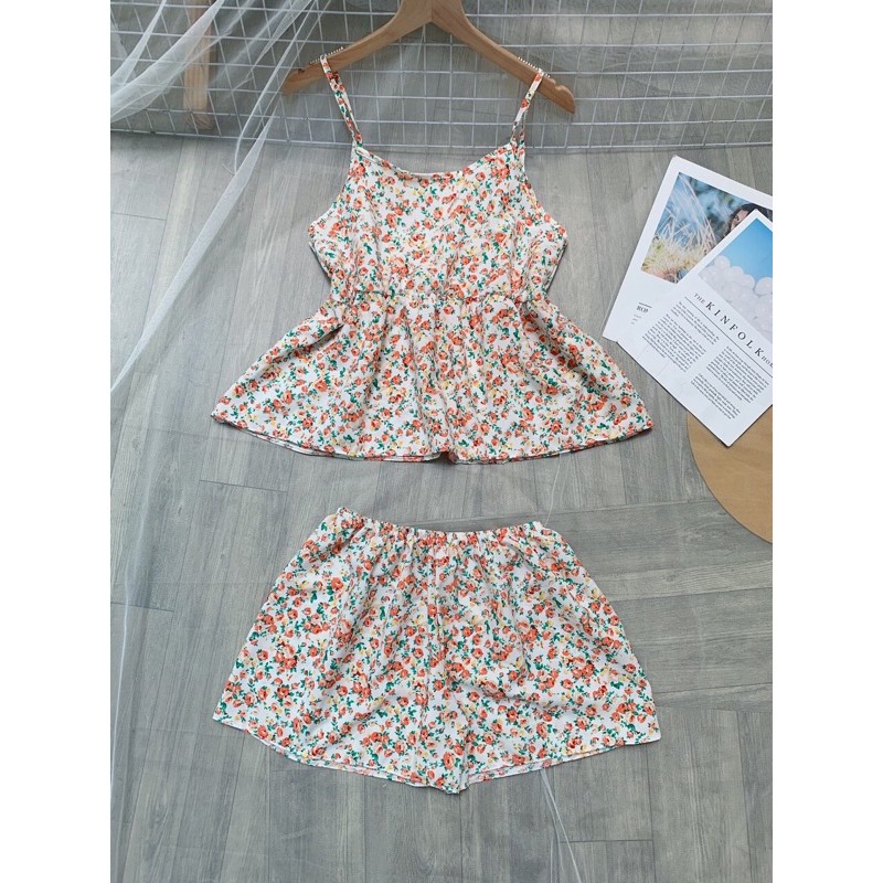 Bộ voan lụa 2 dây mặc nhà dễ thương | BigBuy360 - bigbuy360.vn