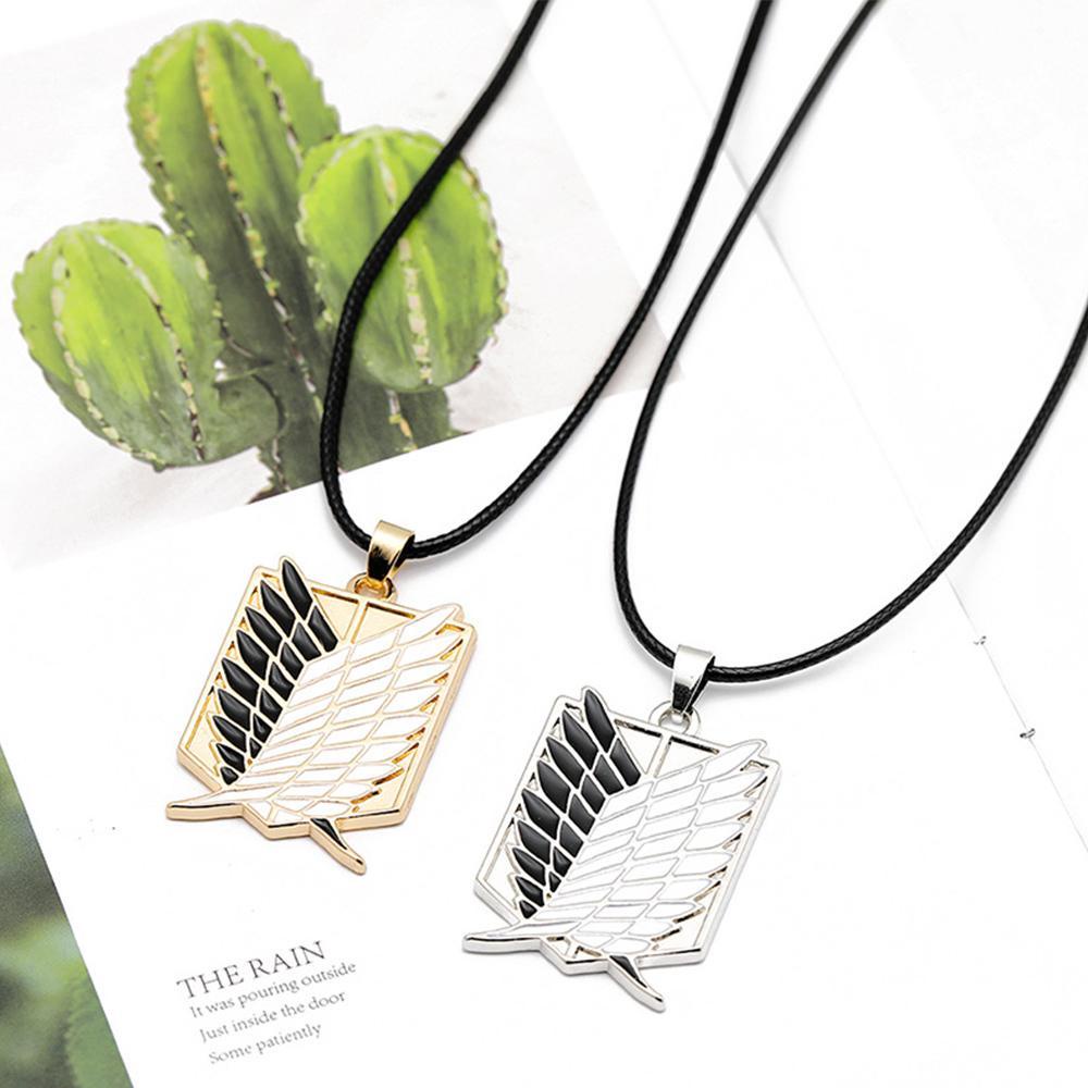 AROMA Dây Chuyền Da PU Mặt Hình Đôi Cánh Phong Cách Phim Attack on Titan