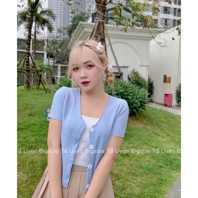 (T.U Bigsize 50-90kg) Áo Croptop 4 Khuy Phong Cách Ulzzang A34