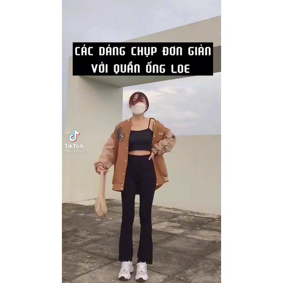 Quần legging nữ ống loe cạp cao siêu tôn dáng chất cotton, quần ống loe legging cạp cao siêu háck dáng chất cotton