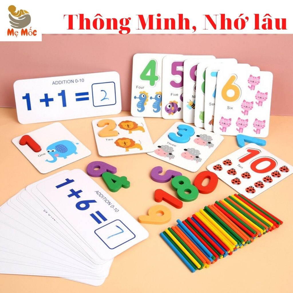 Đồ Chơi Toán Học Montessori-Tặng Bút Tự xóa, Giúp Bé Thông Minh[Shop Mẹ Mốc] ,HTTM