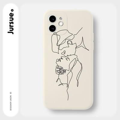 Ốp lưng JURSUE mềm hình cặp đôi dễ thương đẹp đen cho iPhone 17 16 15 14 13 12 11 Pro Max SE 2020 X XR XS ip 8 7 Plus Y1785