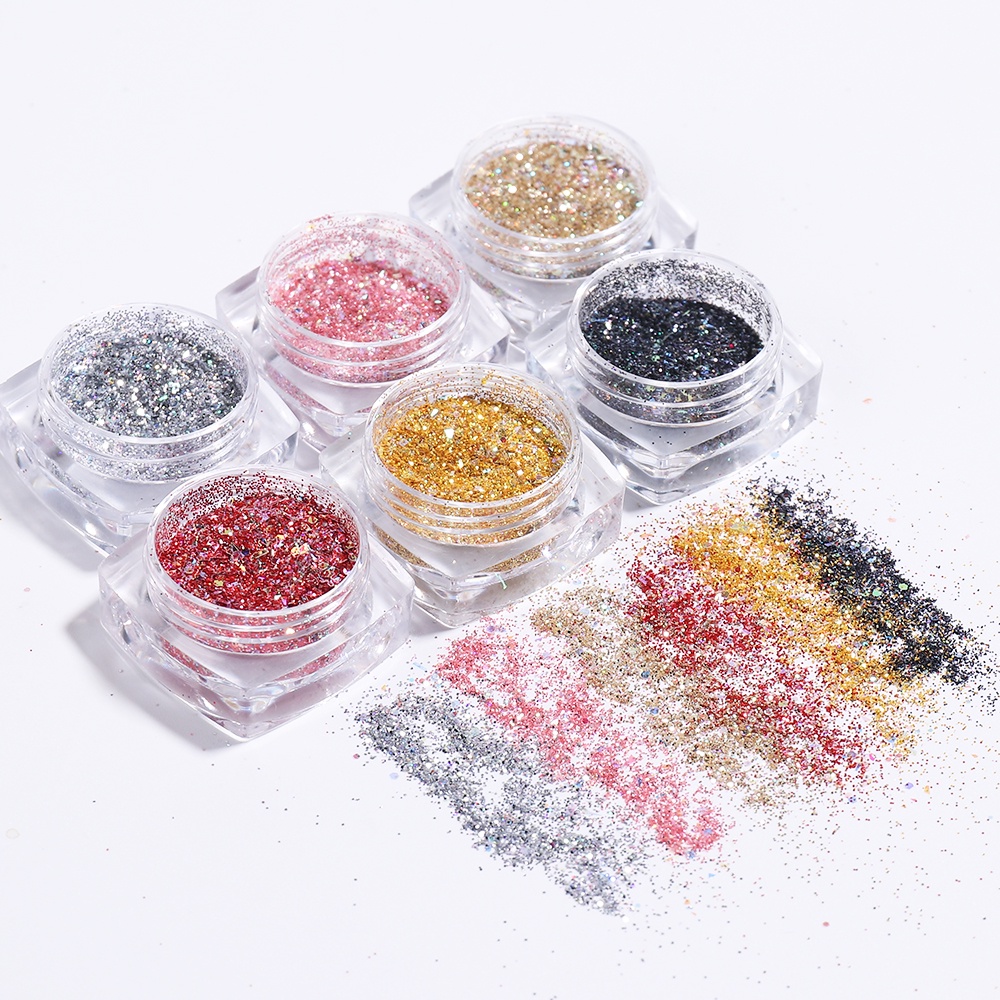Set 6 Hộp Kim Tuyến Lấp Lánh Trang Trí Móng Tay