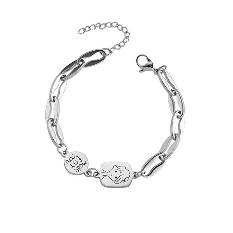 Vòng Tay Thép Titan Phong Cách hip hop Thời Trang Cho Cặp Đôi