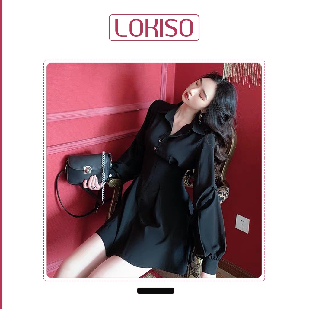 Đầm tiểu thư xoè tay dài công sở tay phồng LOKISO VD09
