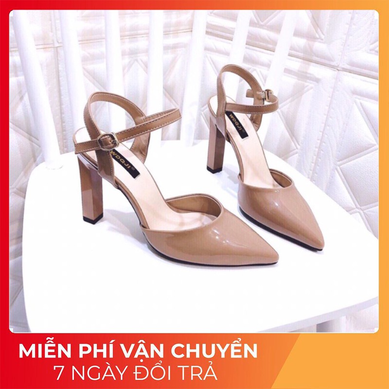 Giày Cao Gót Nữ 9P Mũi Nhọn Da Bóng Loại 1 Hàn Quốc - 2 Màu Đen Nude