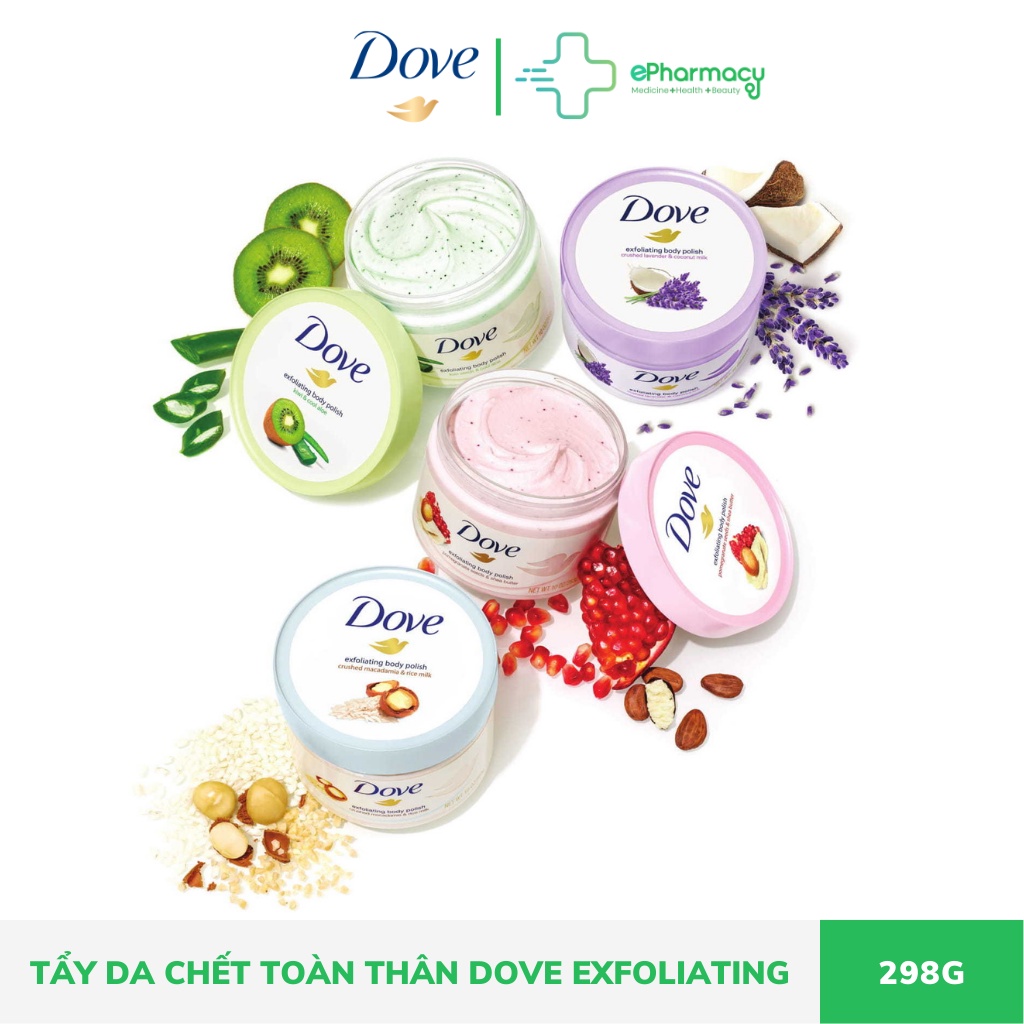 Tắm Tẩy Tế Bào Chết Dove Exfoliating Body Polish Scrub loại bỏ da chết, dưỡng ẩm sâu