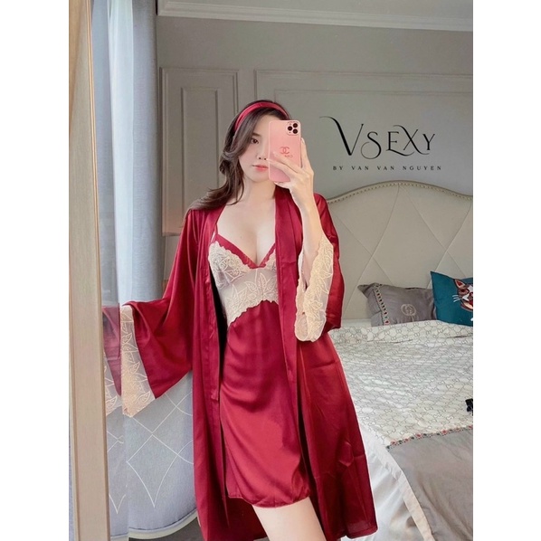 Sét Đầm Ngủ Ren Quyến Rũ, Váy Ngủ Nữ Có Đệm Kèm Choàng Lụa Cao Cấp Siêu Quyến Rũ Cho Các Nàng Từ 40-56kg.