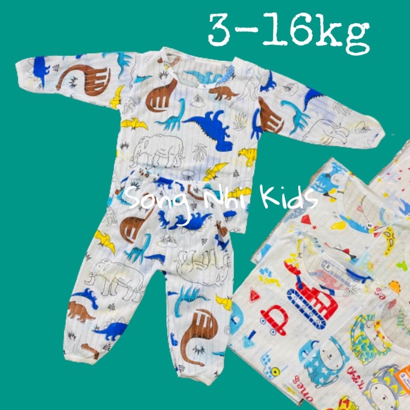 BỘ COTTON GIẤY DÀI TAY SƠ SINH CHO BÉ TỪ 3 ĐẾN 16KG