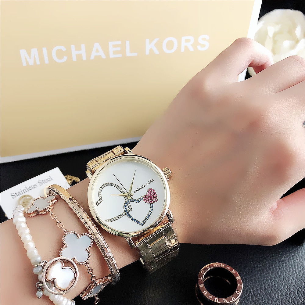 Mk Đồng Hồ Đeo Tay Thời Trang Bằng Thép Không Gỉ Sang Trọng Cho Nữ jam tangan perempuan wanita
