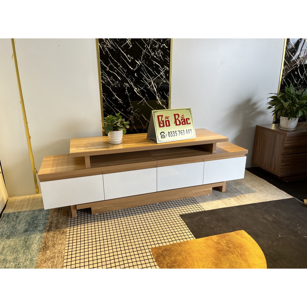 Kệ tivi thông minh rút 2 đầu kích thước dài 1m6 kéo ra được 2m4 gỗ MDF phủ melamine