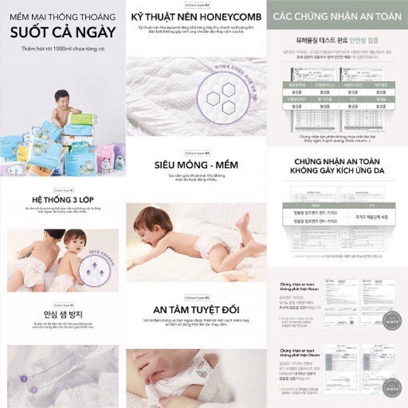 [KÈM QUÀ TẶNG] Tã Bỉm Dán Enblanc KEEP FRIENDS Nội Địa Hàn Quốc Siêu Thấm Hút, Size S40/M32/L28/XL24... Dành Cho Bé