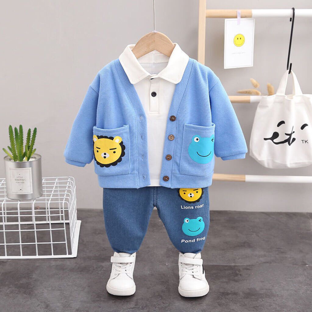 Áo Khoác Len Cho Bé, Áo Khoác Cardigan Cho Bé Trai Bé Gái In Hình Sư Tử Đáng Yêu -Moon House