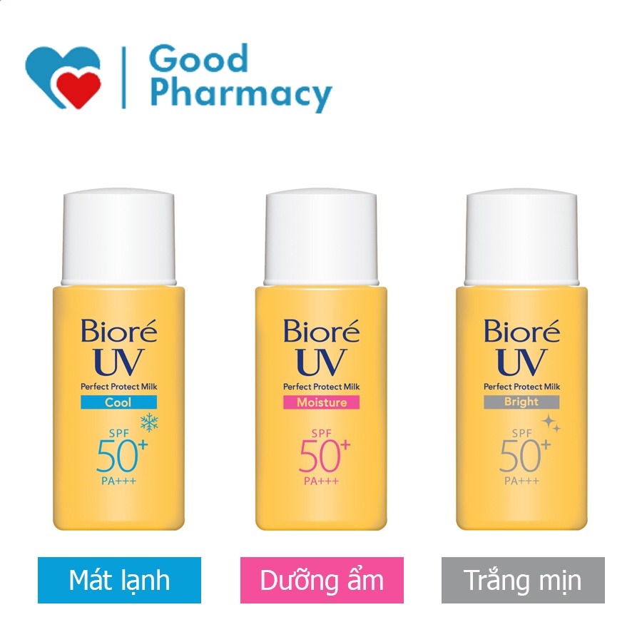 Sữa chống nắng Biore giúp bảo vệ da hoàn hảo SPF 50+ / PA +++ (Mát lạnh, dưỡng ẩm, trắng mịn ngọc trai) - Chai 25ml