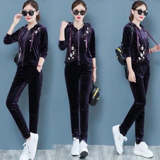 Bộ thể thao nữ chất Nhung Lụa hàng Quảng Châu