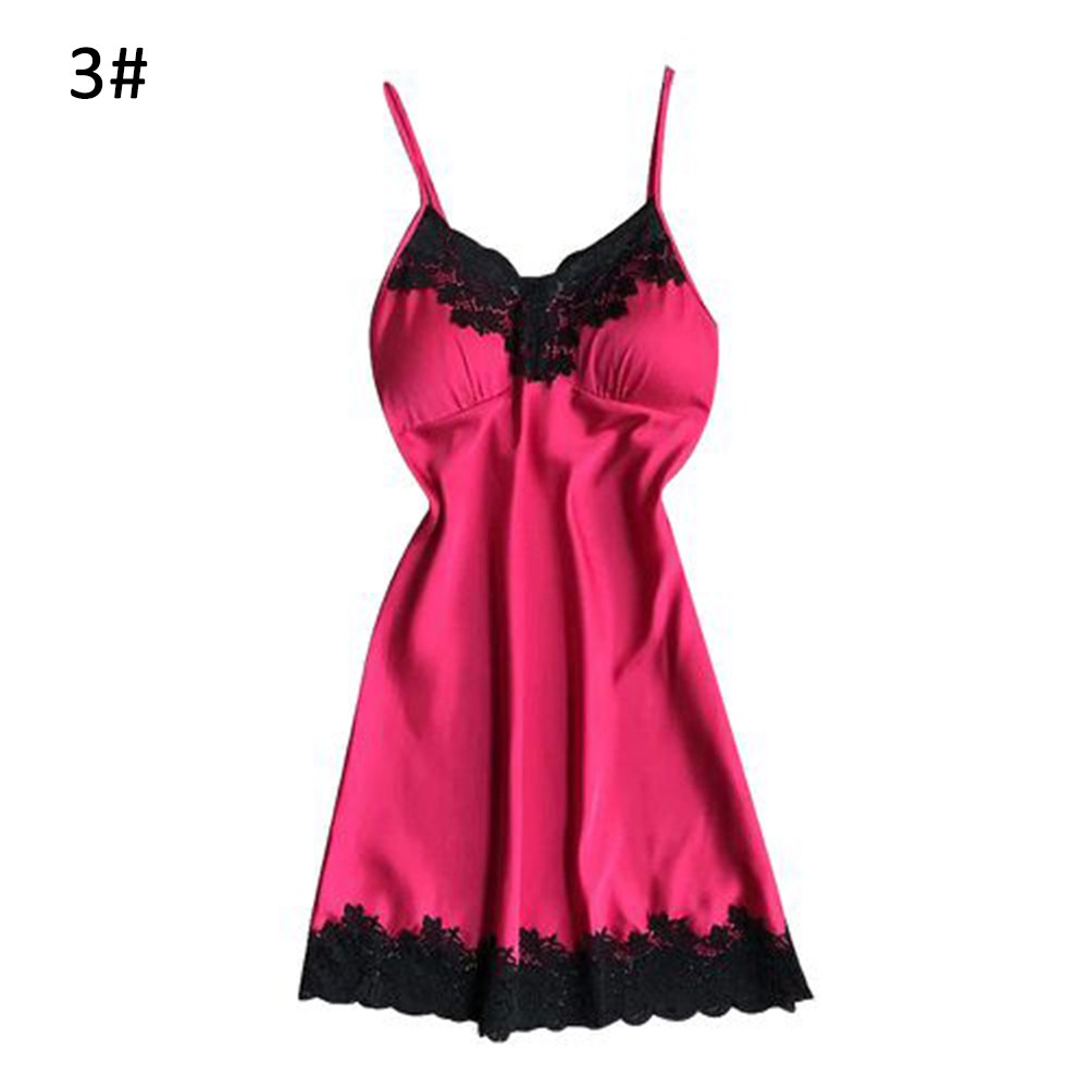 Đầm ngủ hai dây cổ chữ V phối ren gợi cảm cho nữ | BigBuy360 - bigbuy360.vn