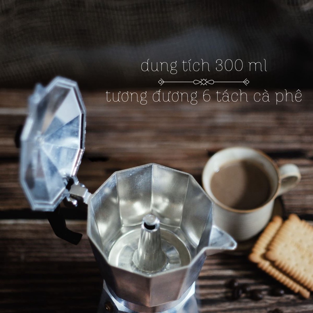 Bộ Ấm, Bình, Máy Pha Cafe Kèm Bếp Điện Mini Đa Năng - Phin Pha Cà Phê Moka Pot 300ml