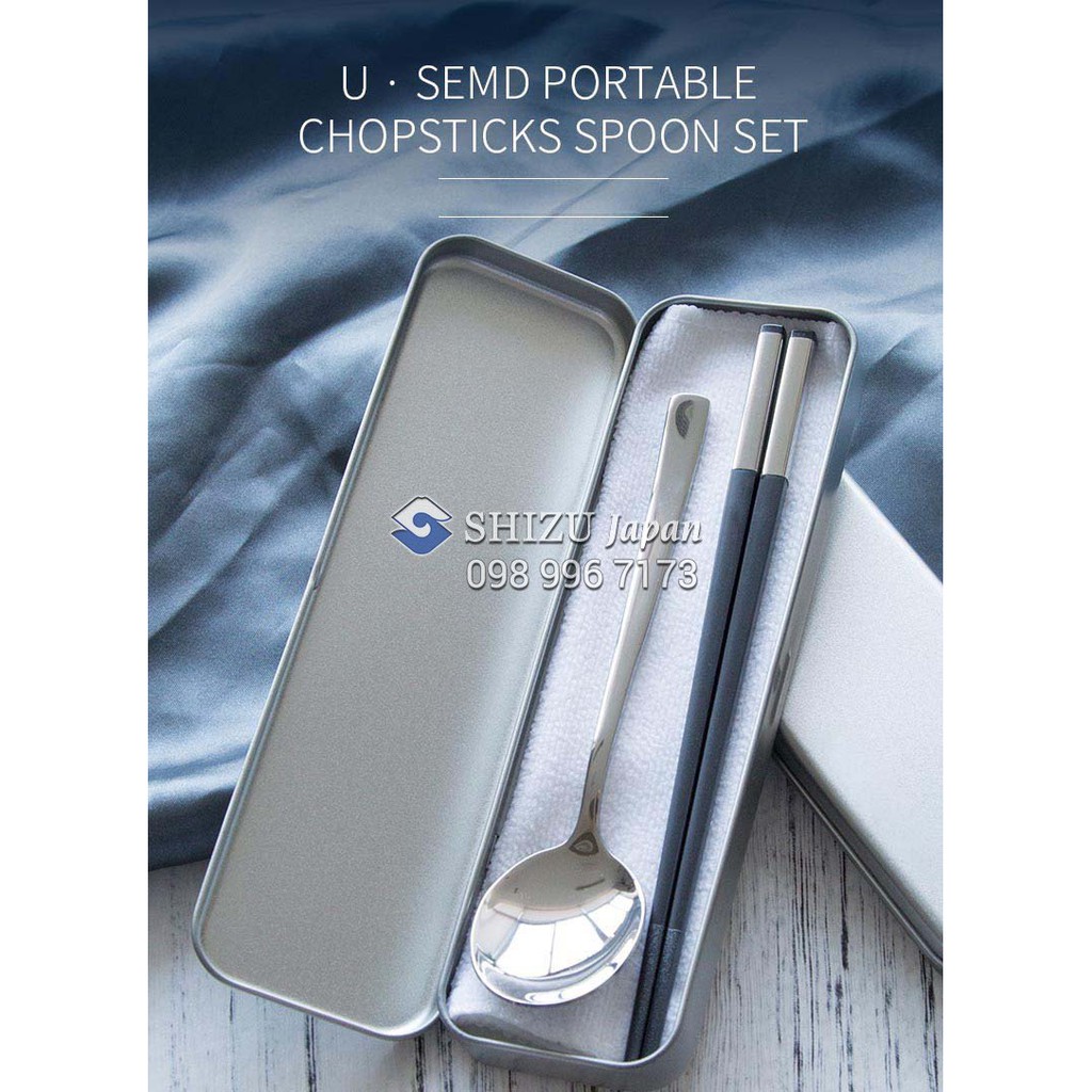 Bộ Muỗng Đũa Ăn Cơm Du Lịch Tặng Hộp Nhôm và Túi Đựng | BigBuy360 - bigbuy360.vn
