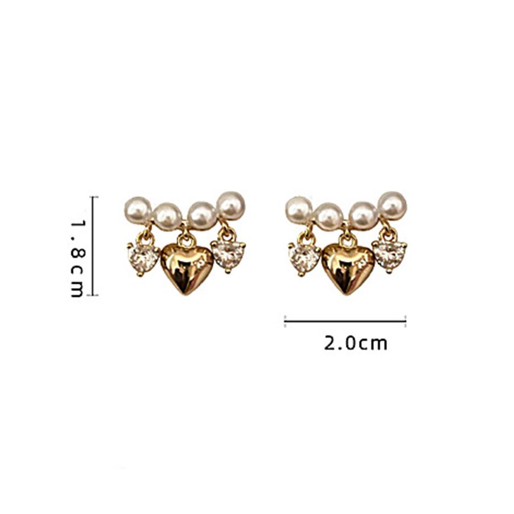 Bông tai hình trái tim đính ngọc trai màu sắc ngọt ngào phong cách Hàn Quốc cổ điển thời trang cho nữ