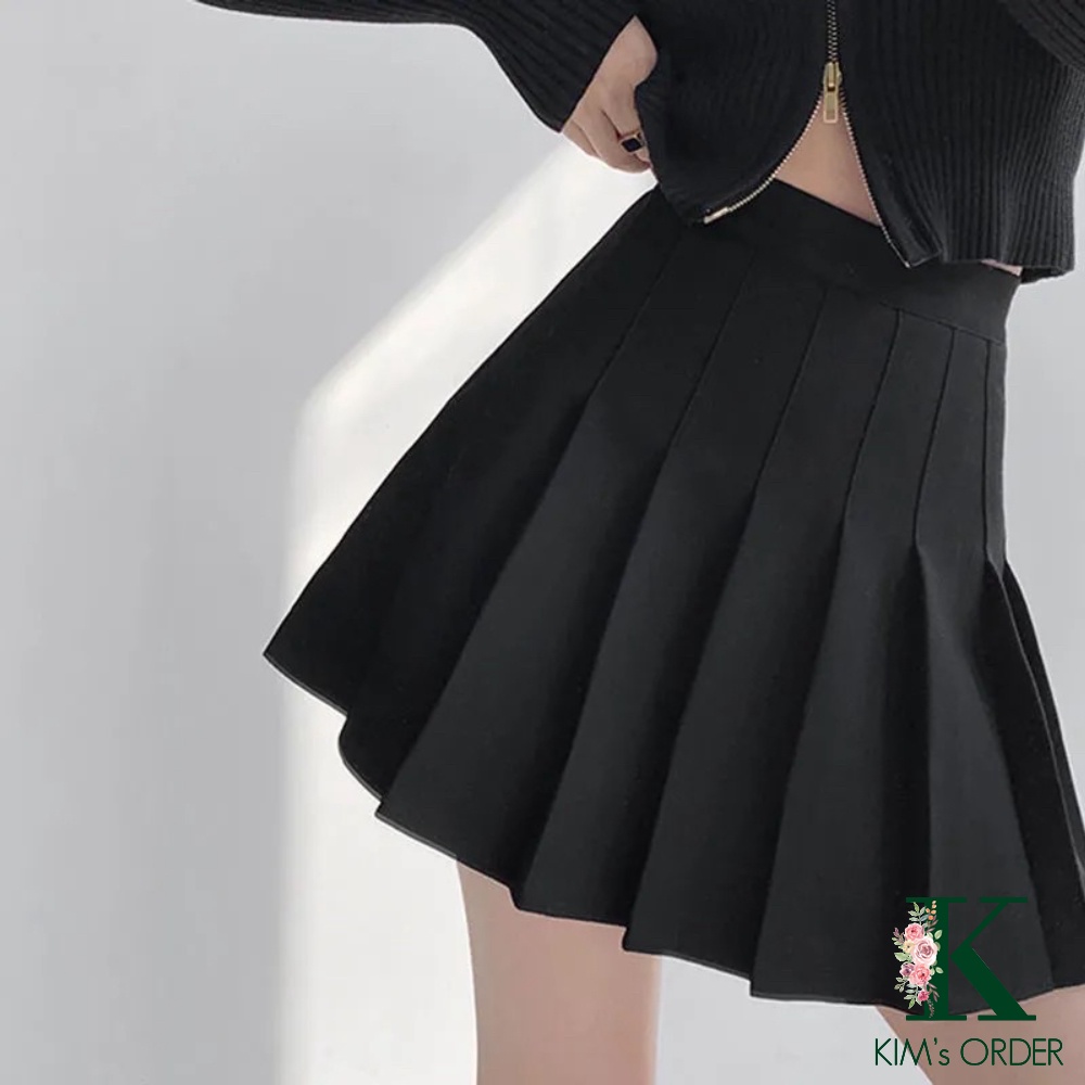 Chân Váy Nữ Ngắn Tennis Xếp Ly Màu Ghi Đen Trắng Loại 1 Có Lót Trong Cạp Cao Năng Động Style Thể Thao Mặc Hàng Ngày
