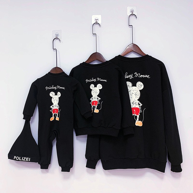 Áo Hoodie Gia Đình Familylove - Áo Hoodie Mickey nét vẽ 2 mặt Chất Liệu Nỉ Da Cá Cao Cấp