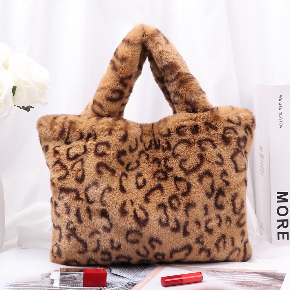 EBINLANDS Túi Xách Phối Lông Có Dây Xích Thiết Kế Mới Thời Trang Mùa Đông