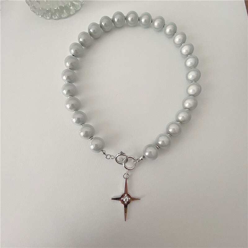 Vòng cổ mặt thánh giá đính ngọc trai thời trang cho nữ