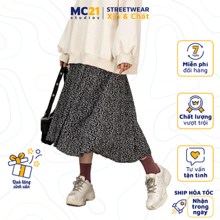 Chân váy dài hoa nhí dáng xoè MINION CLOTHING lưng cạp thun chất mềm 2 lớp có lót Ulzzang Streetwear Hàn Quốc V2804