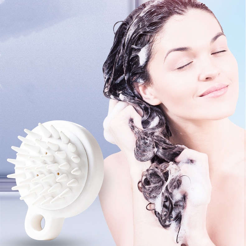 Bàn chải cọ gội đầu silicon siêu mềm massage thư giãn da đầu