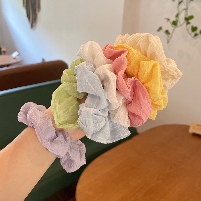 Dây Buộc Tóc Scrunchies Co Giãn Màu Sắc Ngọt Ngào Cho Nữ