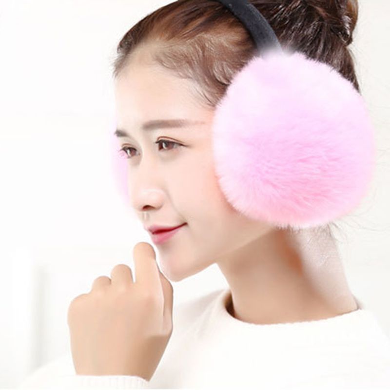 Bông Tai Lông Thỏ Nhân Tạo Màu Sắc Ngọt Ngào Thời Trang Mùa Đông Cho Nữ