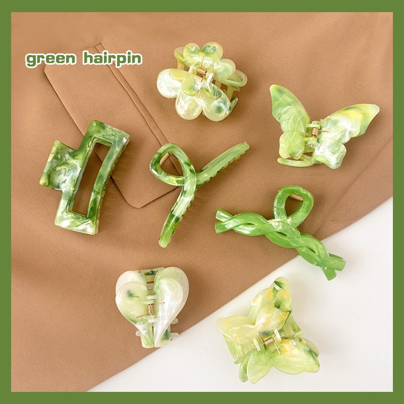 Kẹp Tóc Hình Bướm Màu Xanh Lá Gradient Dễ Thương Dễ Phối Đồ Thời Trang Cho Bạn Gái