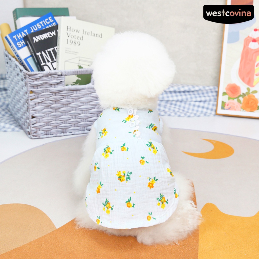 [Mới]♞Đầm Họa Tiết Hoa Thời Trang Cho Thú Cưng