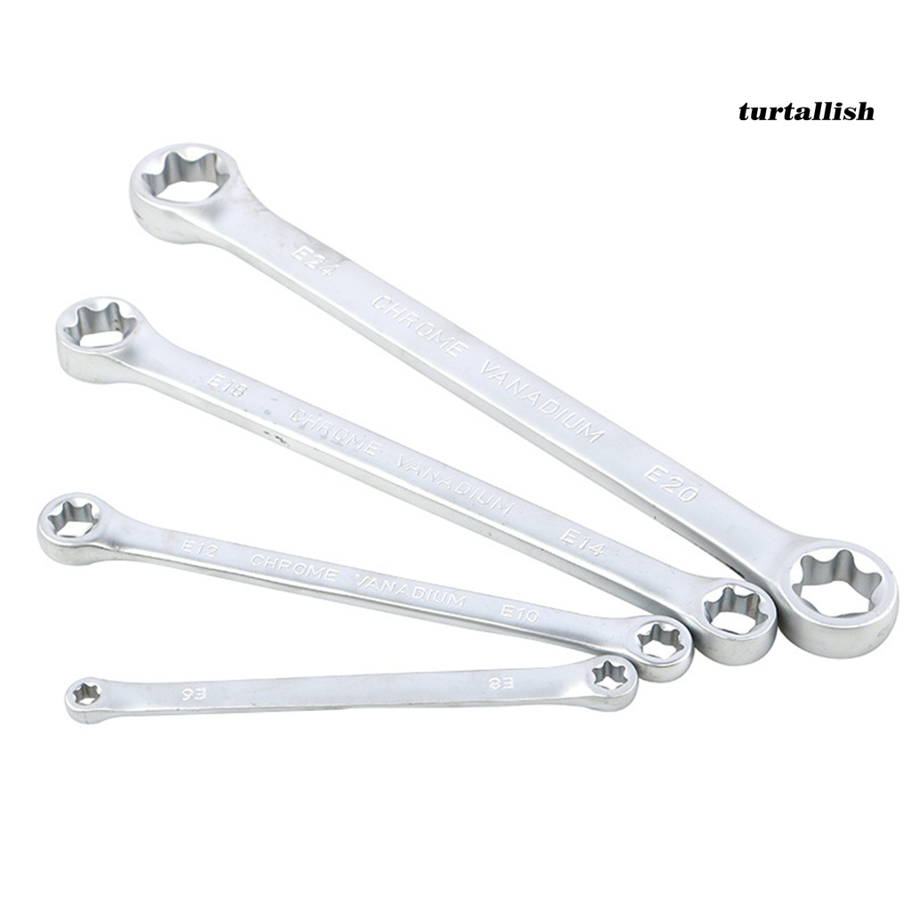 TURTALLISH 4Pcs E6-E24mm Wrench Group E-type High Torque Chromium Vanadium Steel Dual-head Torx Spanners for Equipment Repair