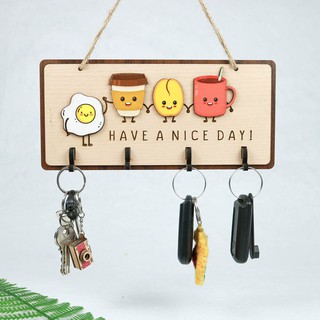 Bảng gỗ trang trí hình cốc ngộ nghĩnh dùng treo móc khóa