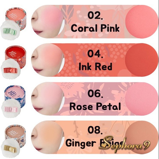 Phấn má hồng kèm bông tán TFS Lovely Pastel Cushion Blusher bền màu và mịn da