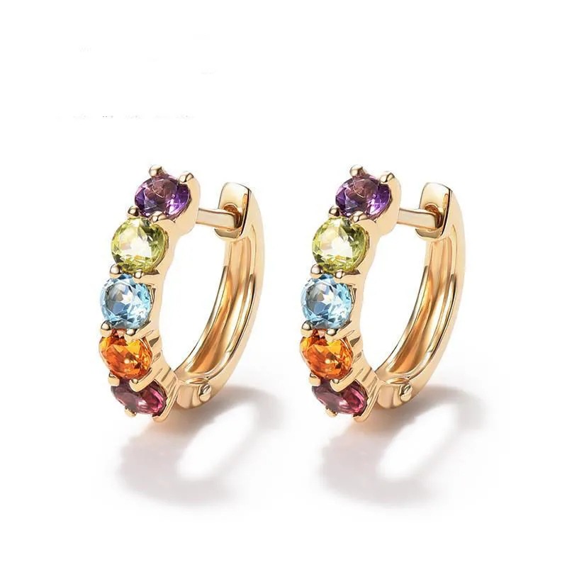 Hoa tai thời trang Hàn Quốc Hoa tai Zircon đầy màu sắc của phụ nữ