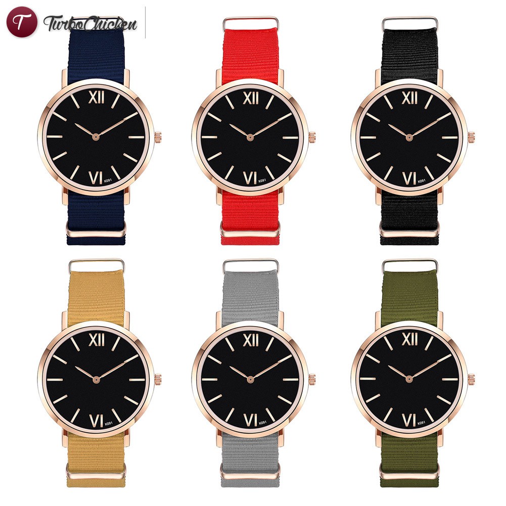 #Đồng hồ đeo tay# Casual Wrist Watches Women Business Watches Simple Nylon Canvas Strap Quartz Watch 