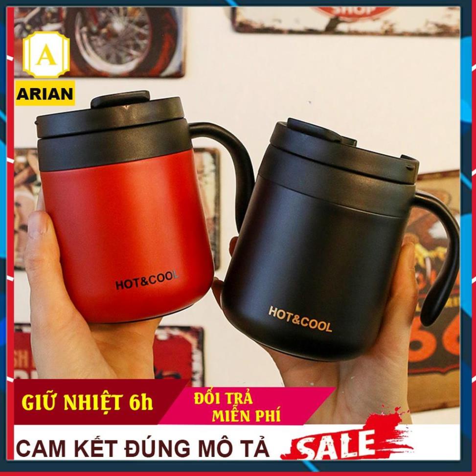 Cốc Giữ Nhiệt Đựng CAFE Có Tay Cầm Chất Liệu Inox 304 Cao Cấp Kiểu Dáng Hàn Quốc