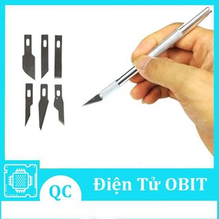 Dao khắc trổ cán bạc kèm 6 lưỡi khắc trổ đa năng