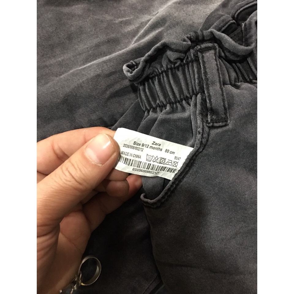 QUần jean đen ghi bèo lưng chun Zara Nga Fish J1D60